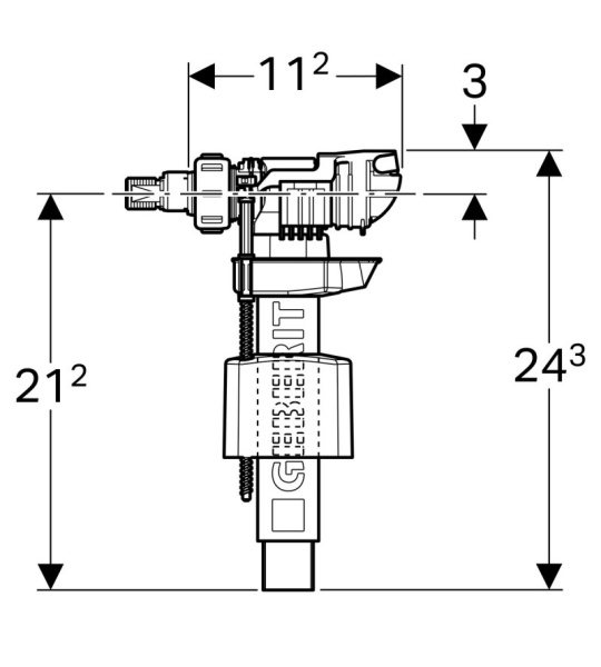 Впускной клапан Geberit тип 380, подвод воды сбоку, 3/8", ниппель из латуни 240.784.00.1